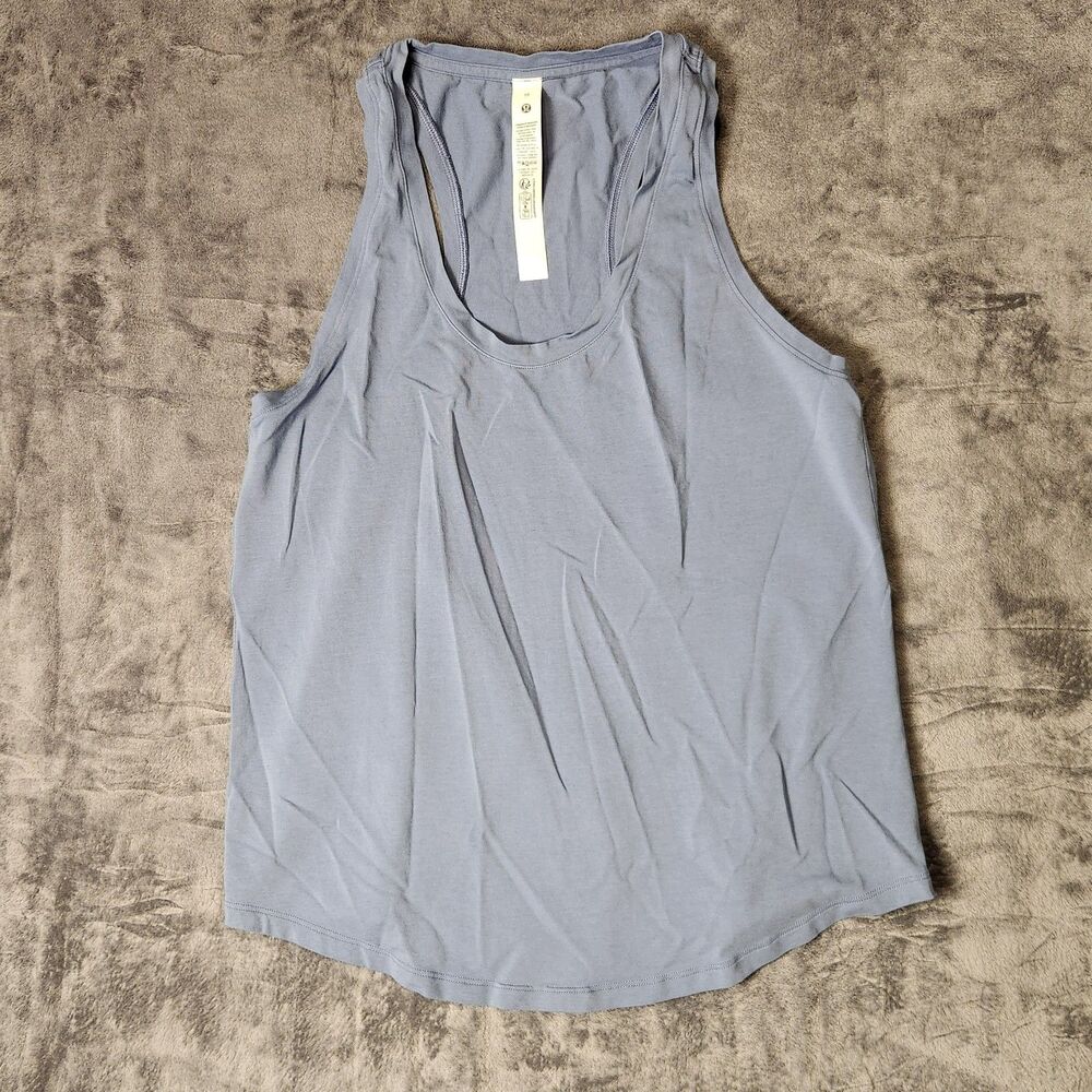 Lululemon Essential Tank Pleated Racerback Athletic Top Blue Gray Womens Size 10